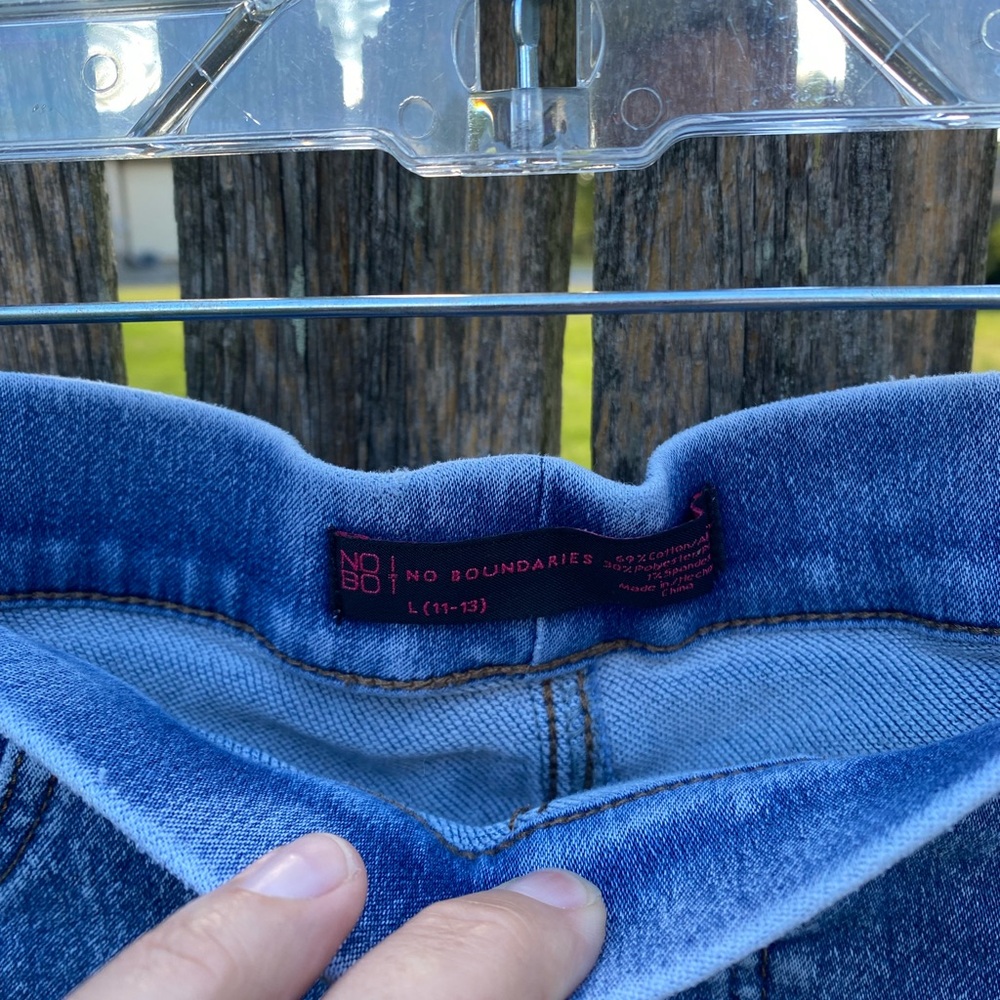 Upcycled No Boundaries Light Blue Denim and Floral Skirt-Size 10 - Picture 5 of 8